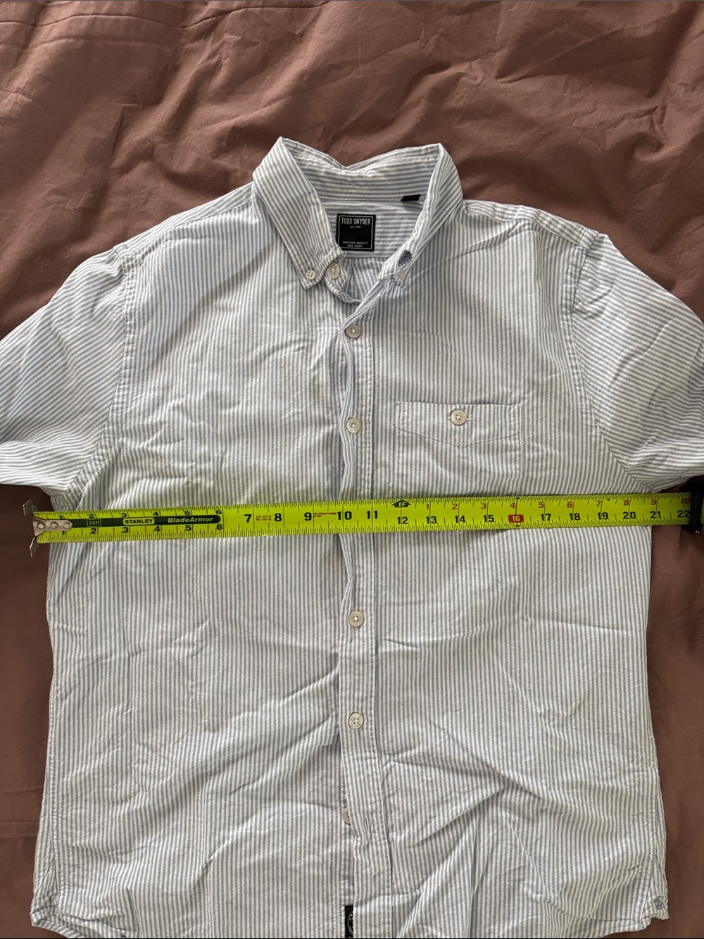 Todd Snyder Light Blue and White Striped Button-Down Shirt